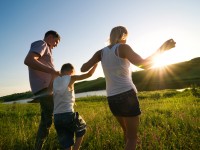 happy family outdoors