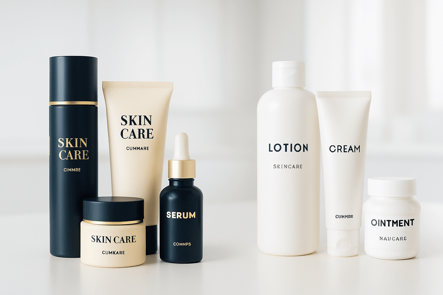 skincare products side-by-side — medical-grade skincare vs. drugstore brands.