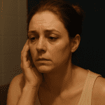 2025 09 mirabilemdcom blog stress impacts skin health v1jpg  mirabile md - woman looking stressed in bathroom — stress impacts skin health.