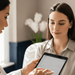 2025 11 mirabilemdcom img patient progress review v1 mirabile md - doctor showing patient a progress chart on a tablet during a follow-up consultation.