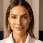 2025 11 mirabilemdcom img post treatment patient glowing skin v1 mirabile md - woman with radiant skin after a skincare or medspa treatment, smiling confidently.