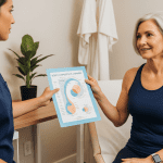 provider presenting a body composition changes chart to a patient during a wellness consultation.