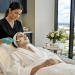 2026_09_mirabilemd.com_img_facial_skincare_treatment_v1.png mirabile md - provider applying a facial skincare treatment to a patient relaxing in a treatment chair.